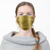 Glossy Gold Metal Texture With Name Or Monogram Adult Cloth Face Mask (Worn)
