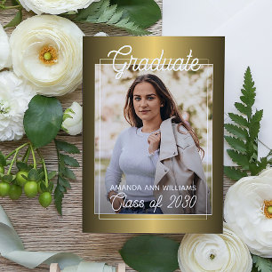 Glossy Gold Minimalist Graduation Announcement