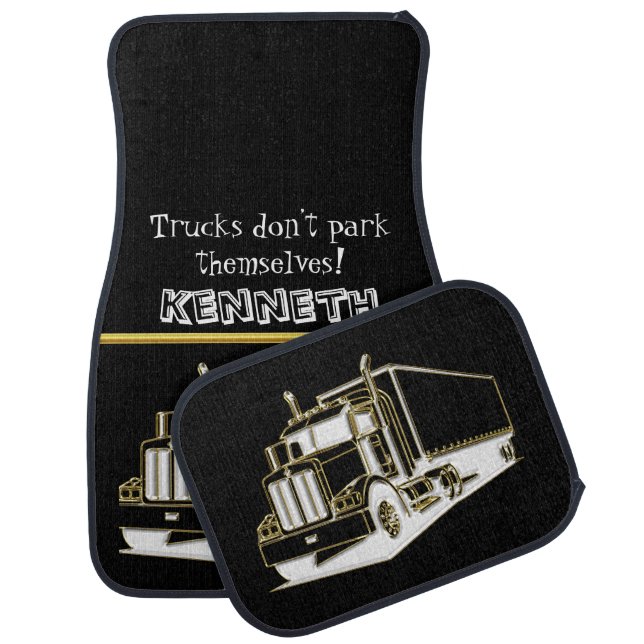 Glossy Gold Semi-Truck Render Car Floor Mat (Set)