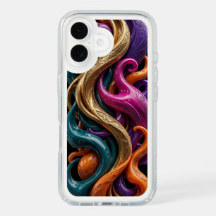 Glossy Gold Teal Magenta Organic iPhone Case