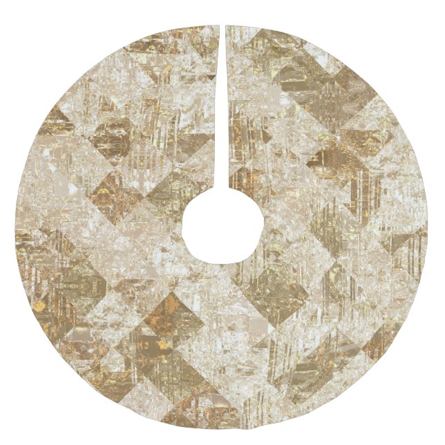 Glossy Golden Mosaic Brilliance Brushed Polyester Tree Skirt (Front)