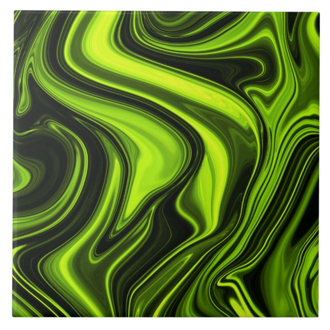 Glossy Green Color in Fluid Marble Ceramic Tile (Front)