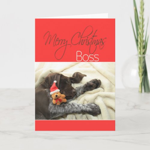 Glossy Grizzly Boss Merry Christmas Holiday Card