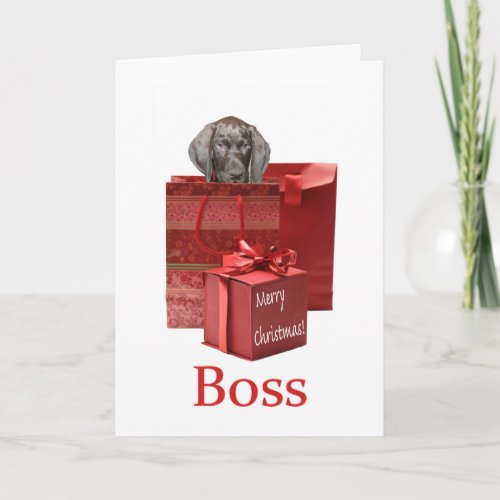 Glossy Grizzly Boss Merry Christmas Holiday Card