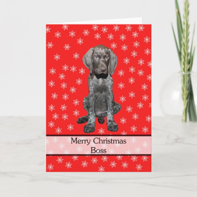 Glossy Grizzly Boss Merry Christmas Holiday Card (Front)