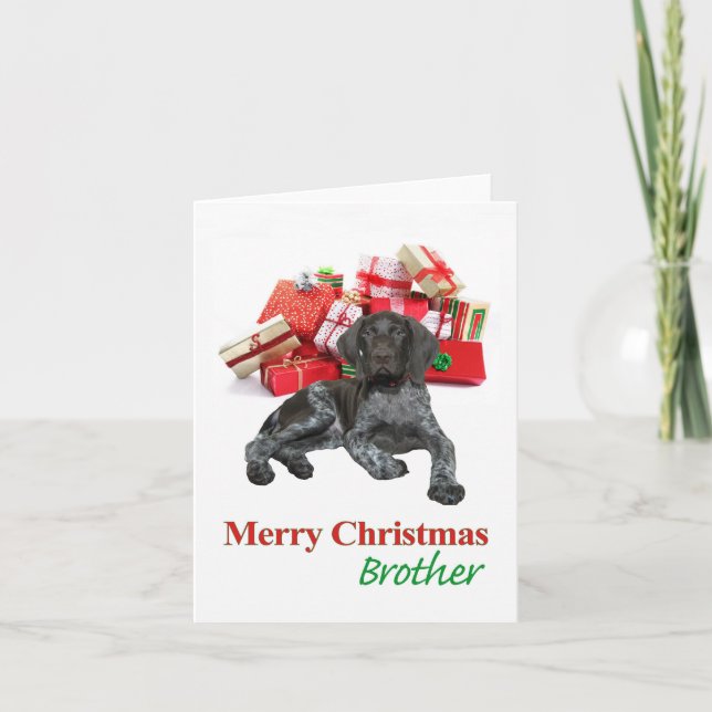 Glossy Grizzly Brother  Merry Christmas Holiday Card (Front)