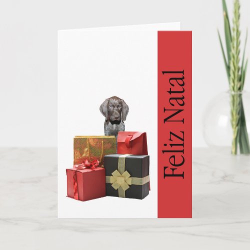 Glossy Grizzly Christmas Feliz Natal Holiday Card