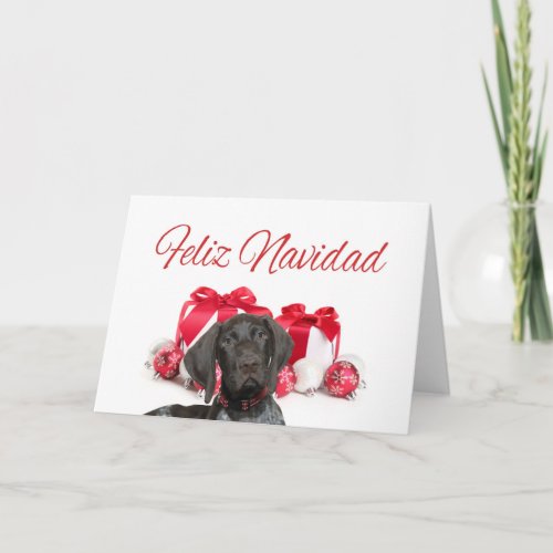 Glossy Grizzly Christmas Feliz Navidad Holiday Card