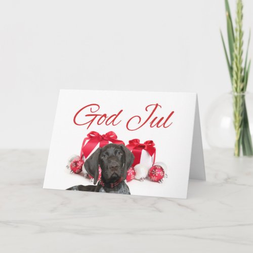 Glossy Grizzly Christmas God Jul Holiday Card