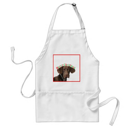 Glossy Grizzly Christmas Pointer Adult Apron