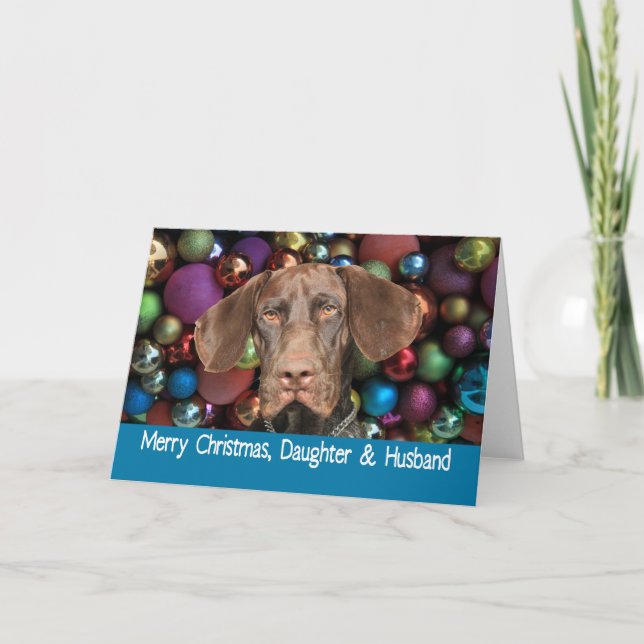 Glossy Grizzly Daughter & Husband  Merry Christmas Holiday Card (Front)
