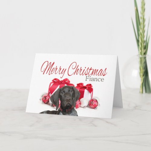 Glossy Grizzly Fiance Merry Christmas Holiday Card