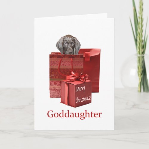 Glossy Grizzly Goddaughter Merry Christmas Holiday Card