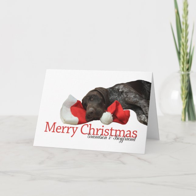 Glossy Grizzly Grandson & Boyfriend Merry X-Mas Holiday Card (Front)