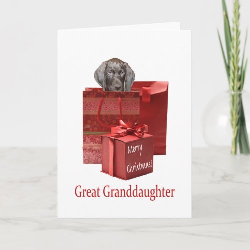 Glossy Grizzly Great Granddaughter Merry Christmas Holiday Card