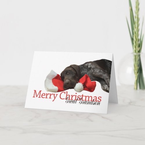 Glossy Grizzly Great Grandson Merry Christmas Holiday Card