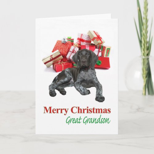 Glossy Grizzly Great Grandson Merry Christmas Holiday Card