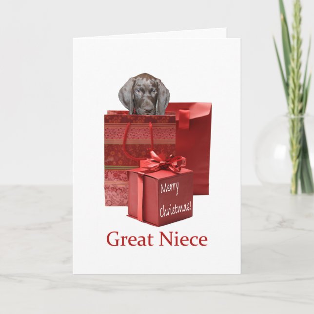 Glossy Grizzly Great Niece Merry X-mas Holiday Card (Front)