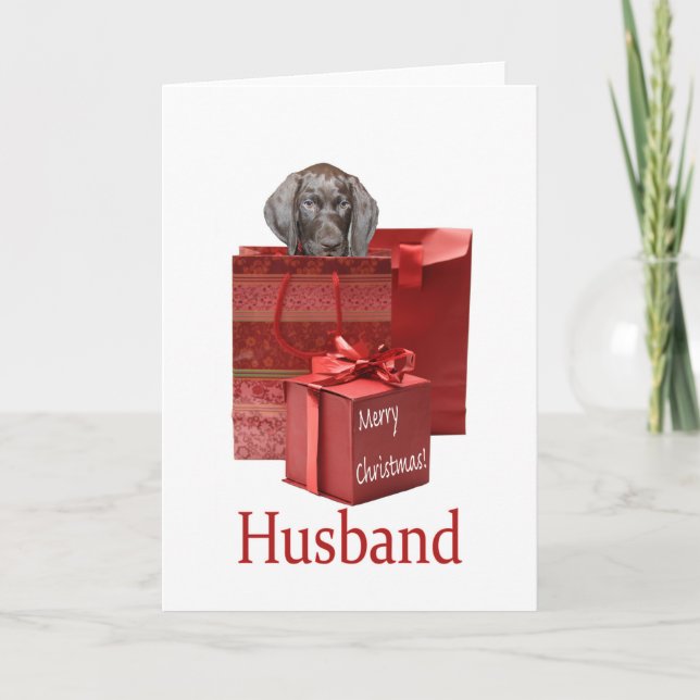 Glossy Grizzly Husband Merry Christmas Holiday Card (Front)