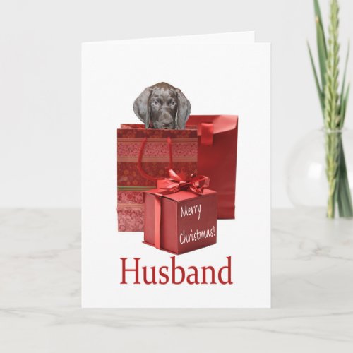 Glossy Grizzly Husband Merry Christmas Holiday Card