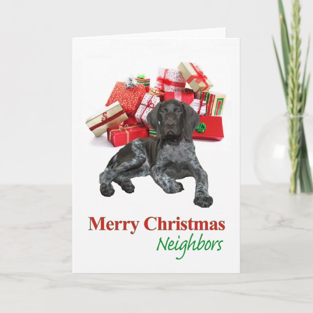 Glossy Grizzly Neighbors Merry Christmas Holiday Card (Front)