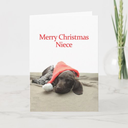 Glossy Grizzly Niece Merry Christmas Holiday Card