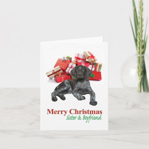 Glossy Grizzly Sister and Boyfriend Merry xmas Holiday Card