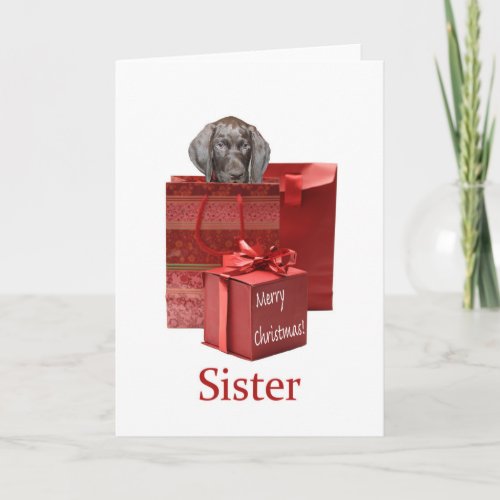 Glossy Grizzly Sister Merry Christmas Holiday Card