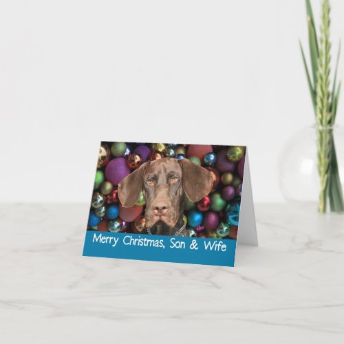 Glossy Grizzly Son  Wife Merry Christmas Holiday Card