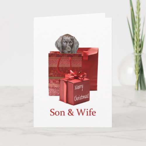 Glossy Grizzly Son  Wife Merry Christmas Holiday Card