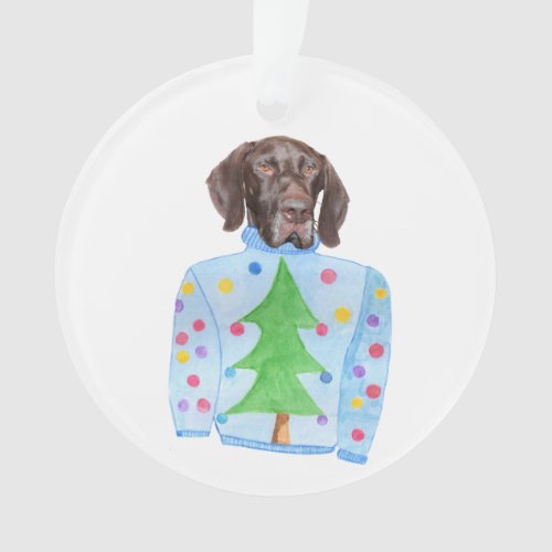 Glossy Grizzly Ugly Christmas Sweater Ornament