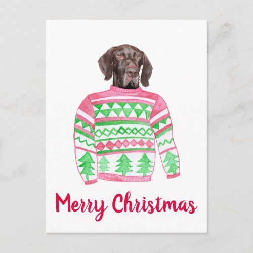 Glossy Grizzly Ugly Christmas Sweater Postcard