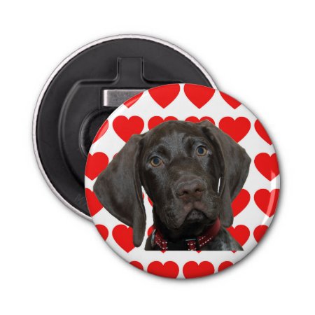 Glossy Grizzly Valentine's Puppy Love Bottle Opener