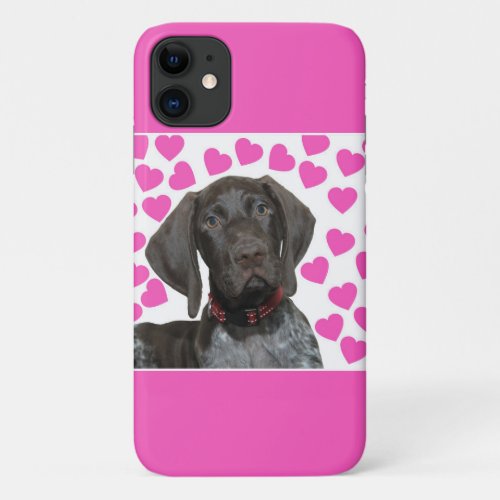 Glossy Grizzly Valentines Puppy Love iPhone 11 Case