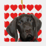 Glossy Grizzly Valentine&#39;s Puppy Love Ceramic Ornament at Zazzle