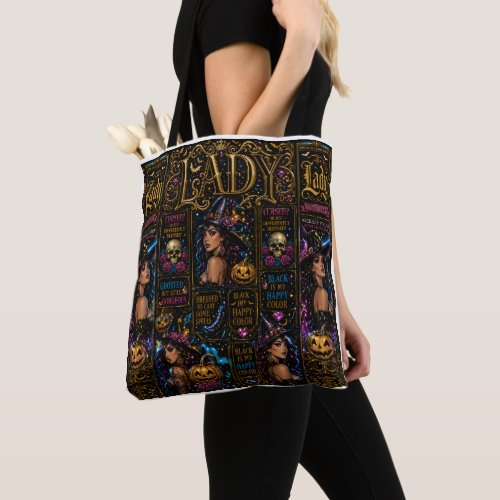 Glossy Halloween Lady Witch Collage Tote Bag