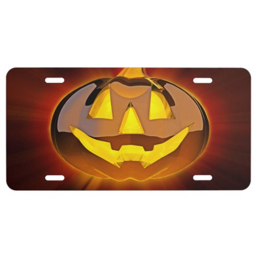 Glossy Halloween Pumpkin License Plate