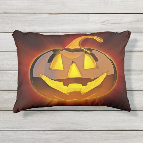 Glossy Halloween Pumpkin Outdoor Accent Pillow