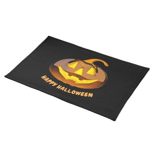 Glossy Happy Halloween Pumpkin Cloth Placemat