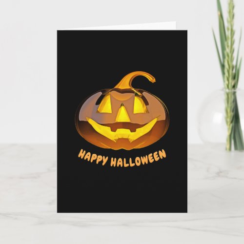 Glossy Happy Halloween Pumpkin Greeting Card