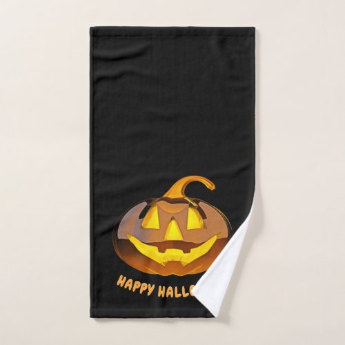 Glossy Happy Halloween Pumpkin Hand Towel