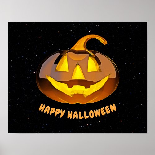 Glossy Happy Halloween Pumpkin Poster