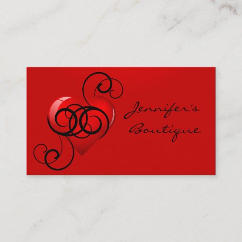 Glossy Heart with Flourish Business Card