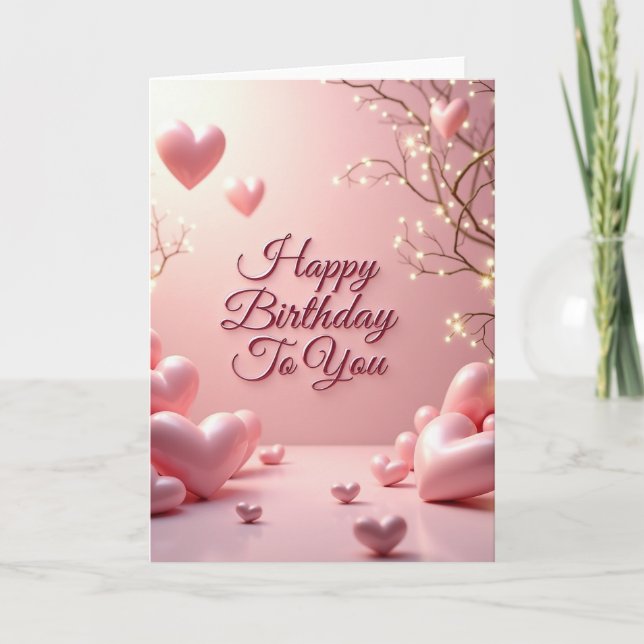 Glossy Hearts Birthday Card (Front)