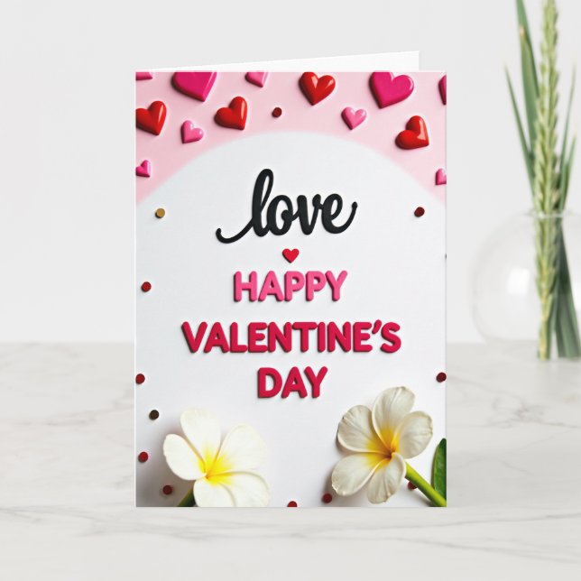 Glossy Hearts Valentine Card (Front)