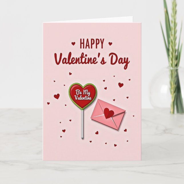 Glossy Hearts Valentines Card (Front)