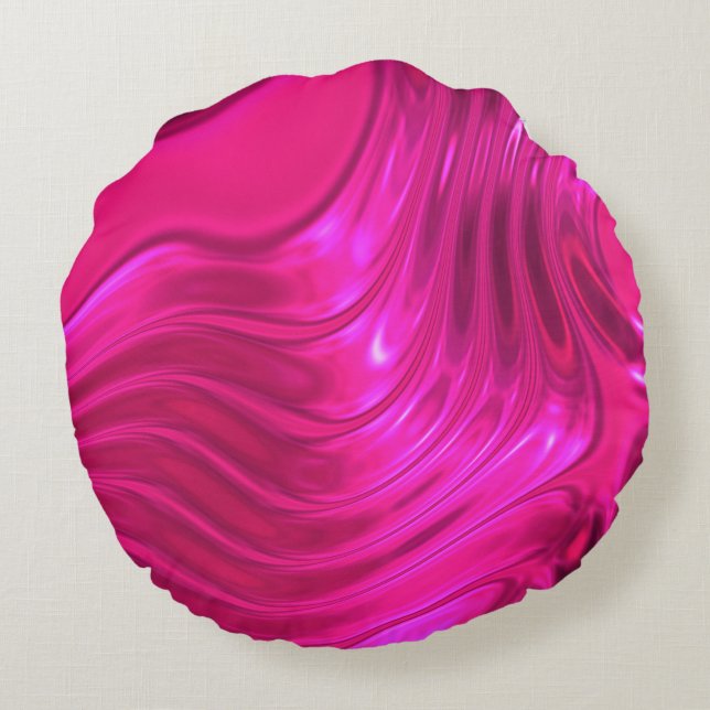 Glossy Hollywood Cerise Super Pink Round Pillow (Back)