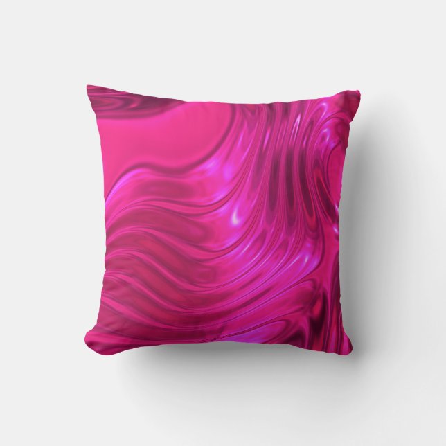 Glossy Hollywood Cerise Super Pink Throw Pillow (Front)