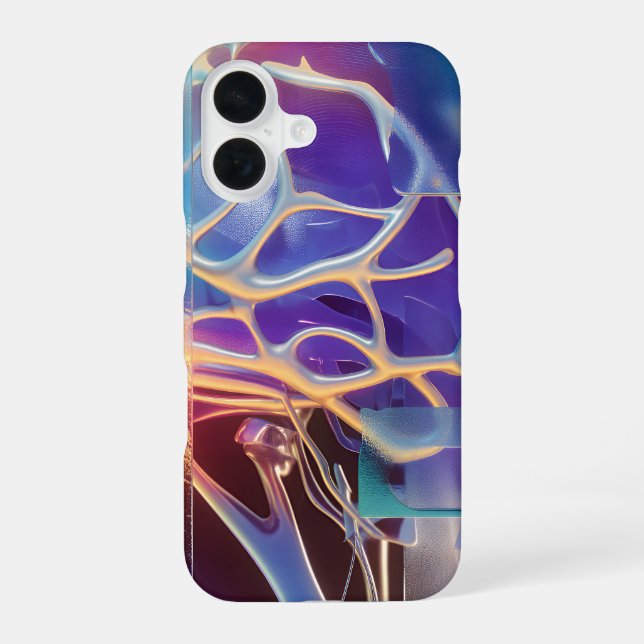 Glossy Holographic Veins Neon Chrome Abstract iPhone Case (Back)