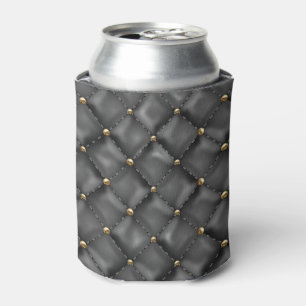 Glossy Leather Texture with Gold Pearls Can Cooler